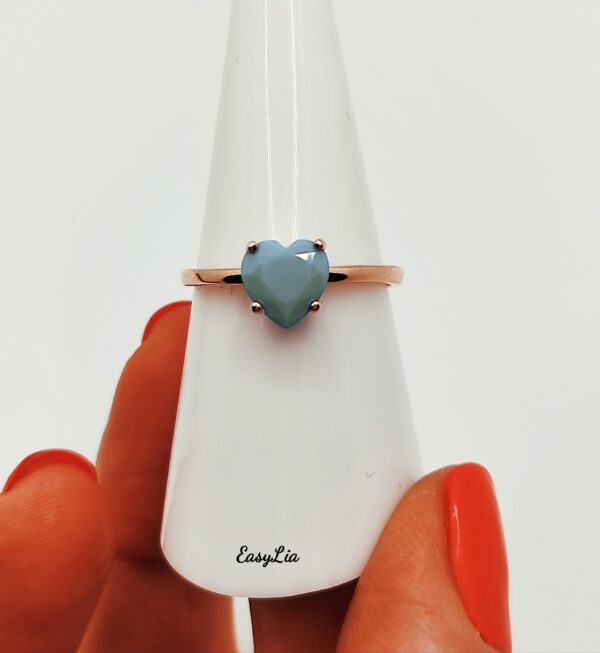 Anello Argento 925 Cuore Blu